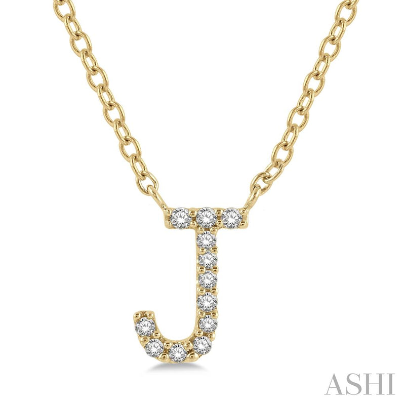 Davis Classics 14k Yellow Gold Diamond Initial "J" Pendant Necklace