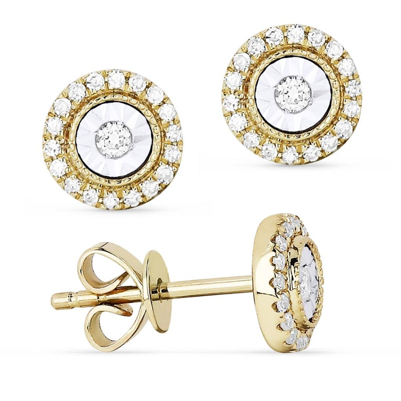 Madison L 14k Yellow Gold Halo Design Diamond Stud Earrings