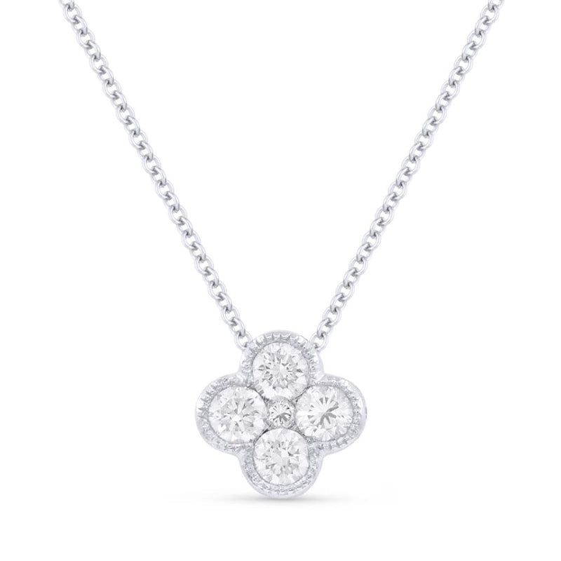 Madison L 14k White Gold Clover Design Diamond Pendant