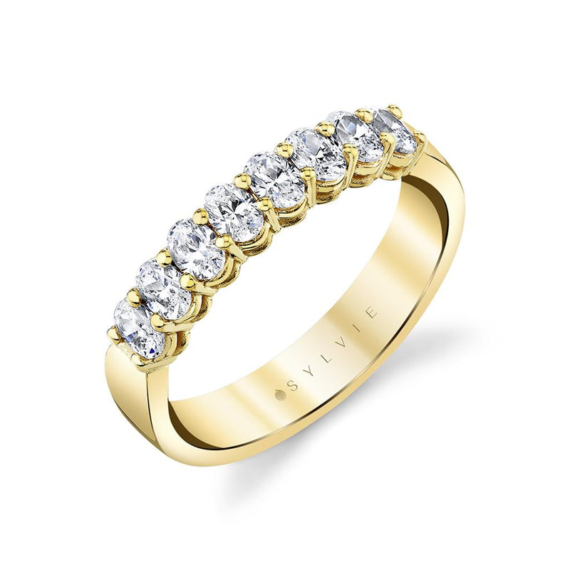 Sylvie Women's 14k Yellow Gold Oval Diamond Band