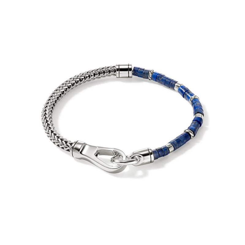 John Hardy Lapis Lazuli and Sterling Silver Heishi Chain Bracelet