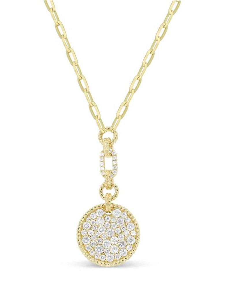 Madison L 14k Yellow Gold Y Style Diamond Disc Necklace