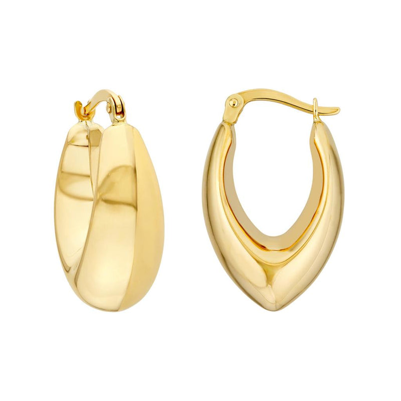 Davis Classics 14k Yellow Gold Pointed Teardrop Hoop Earrings