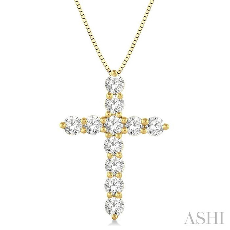 Davis Classics 14k Yellow Gold Diamond Cross Pendant Necklace