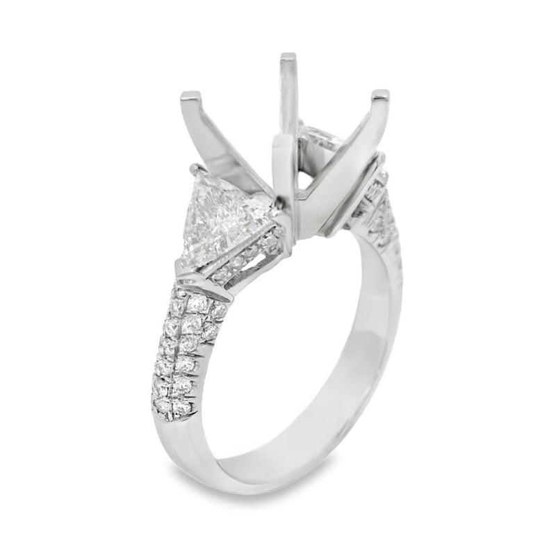 JB Star Platinum Vintage-Inspired Three-Stone Engagement Ring with Milgrain Accents