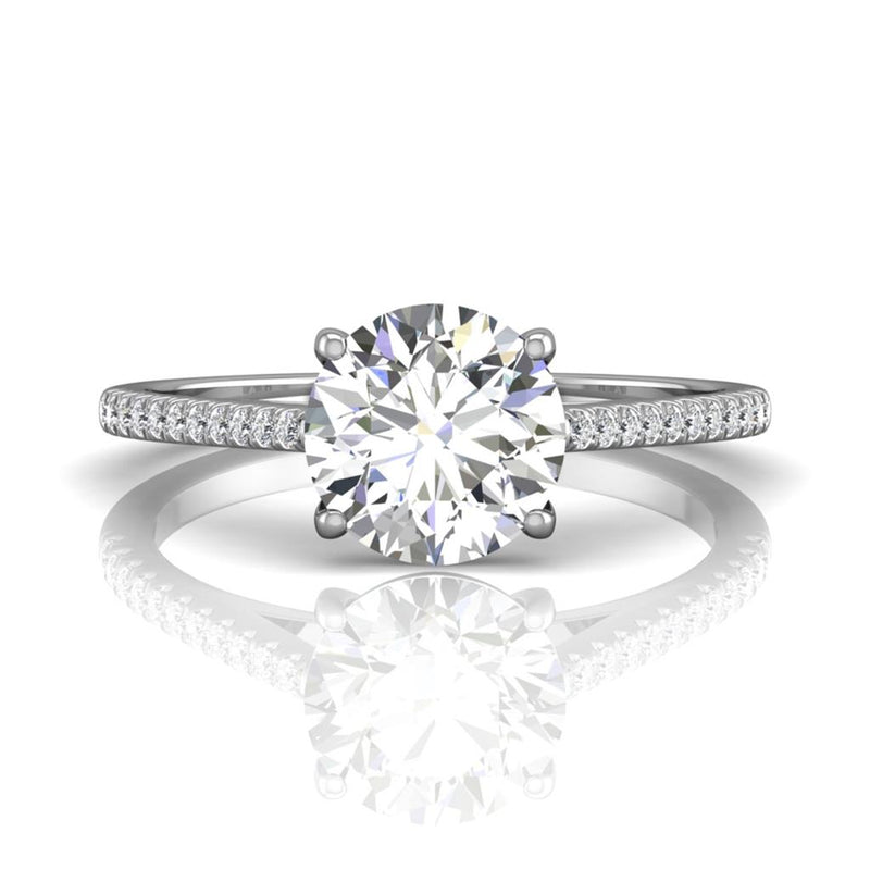 Martin Flyer Sidestone Diamond Engagement Ring Setting in 14k White Gold