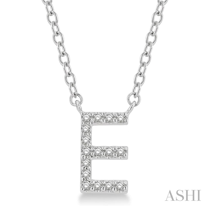 Davis Classics 14k White Gold Diamond Initial "E" Pendant Necklace