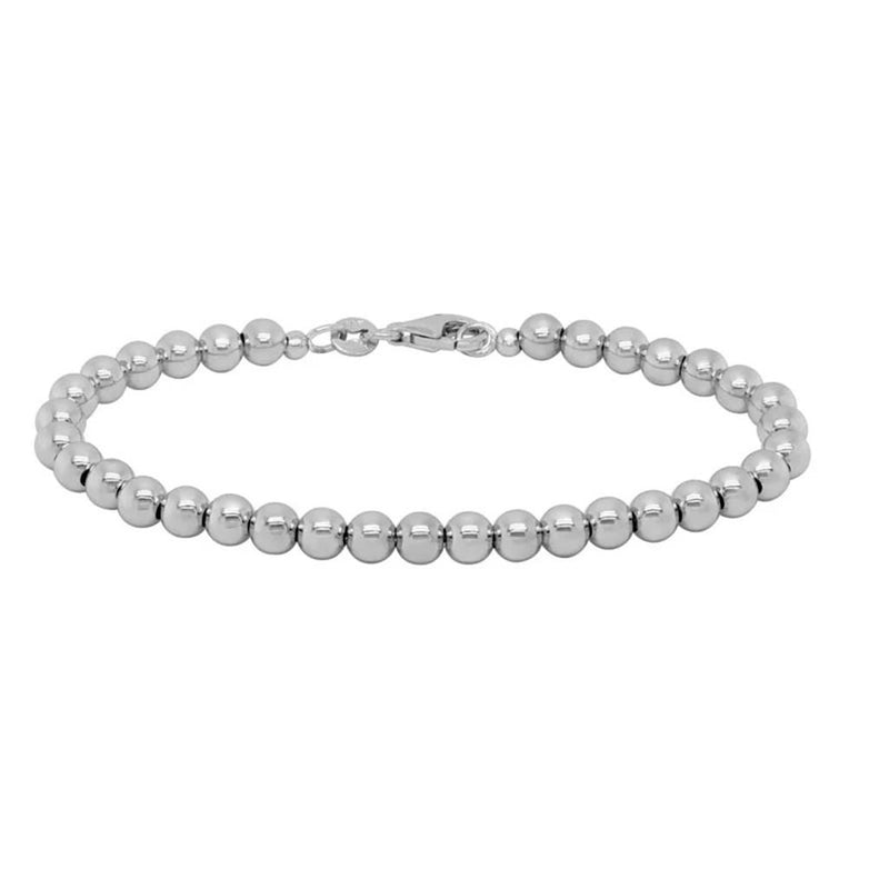 Davis Classics Sterling Silver Rhodium-Plated Bead Bracelet