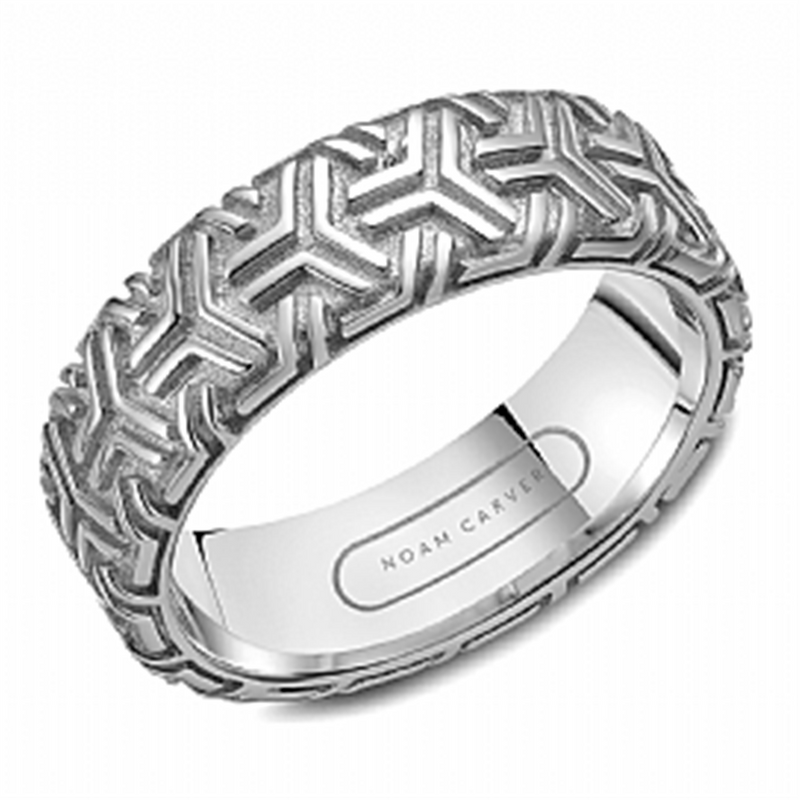 Noam Carver Men's Contemporary Wedding Band in 14k White Gold