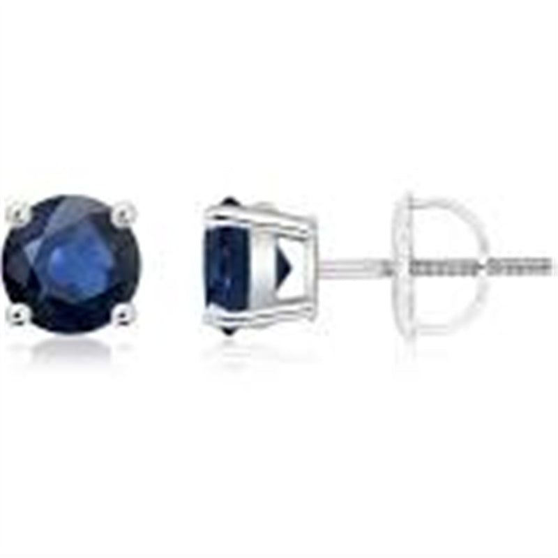 Davis Classics Sapphires Solitaire Earrings in 14k White Gold