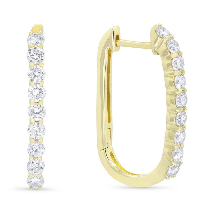 Madison L 14k Yellow Gold Oval Hoop Earrings with Diamonds