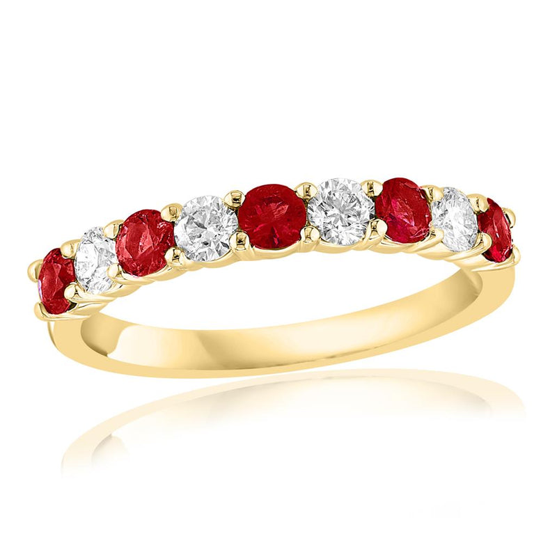 Davis Classics 14k Yellow Gold Ruby and Diamond Fashion Band