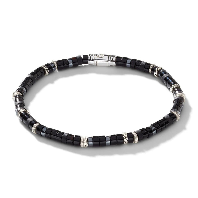 John Hardy Onyx and Sterling Silver Heishi Bracelet