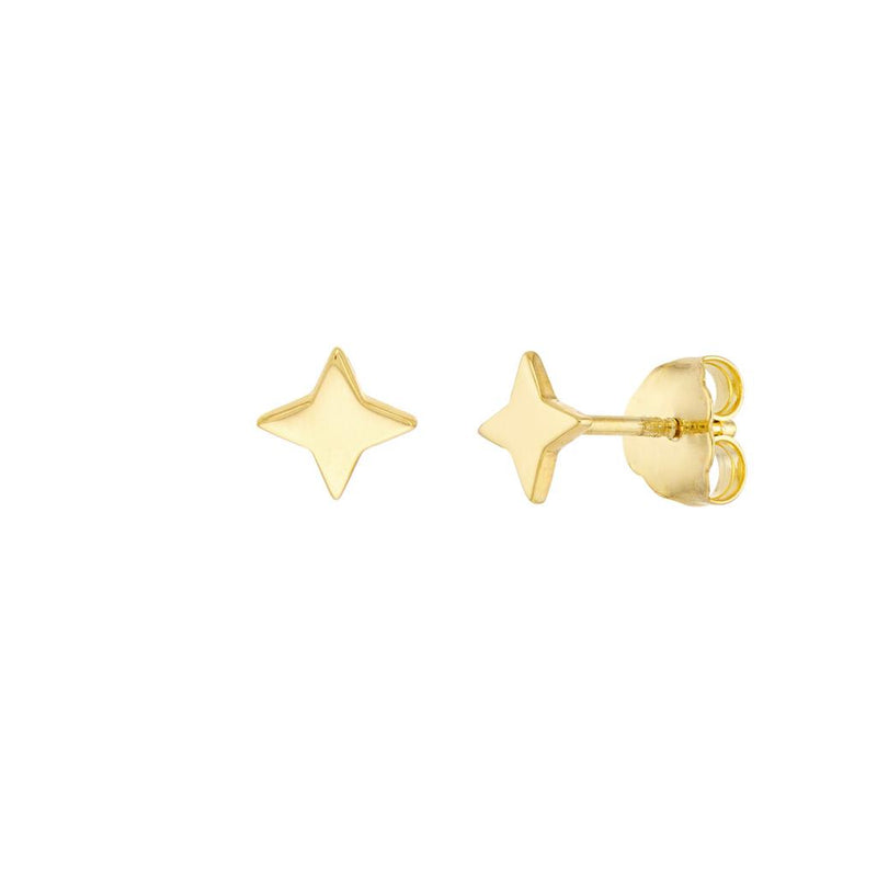 Davis Classics 14k Yellow Gold North Star High-Polish Stud Earrings