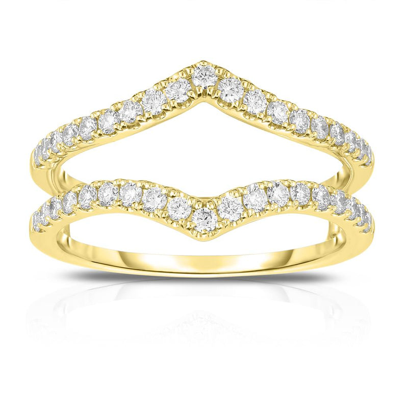 Davis Classics Women's 14k Yellow Gold V-Design Diamond Ring Guard