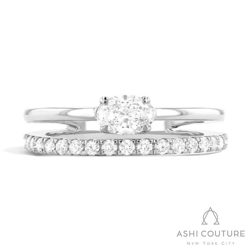 Davis Classics 18k White Gold Couture Paradox Double Row Diamond Fashion Ring