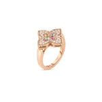 Roberto Coin 18k Rose Gold Venetian Princess Collection Rainbow Gemstone and Diamond Floral Fashion Ring