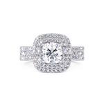 Davis Classics Proposal Ready Double Halo Multi Row Diamond Engagement Ring in 14k White Gold.