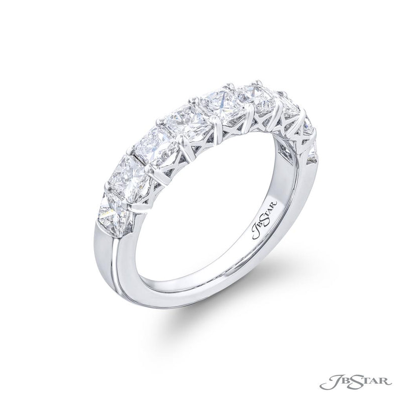 JB Star Platinum Wedding Band with Radiant Cut Diamonds