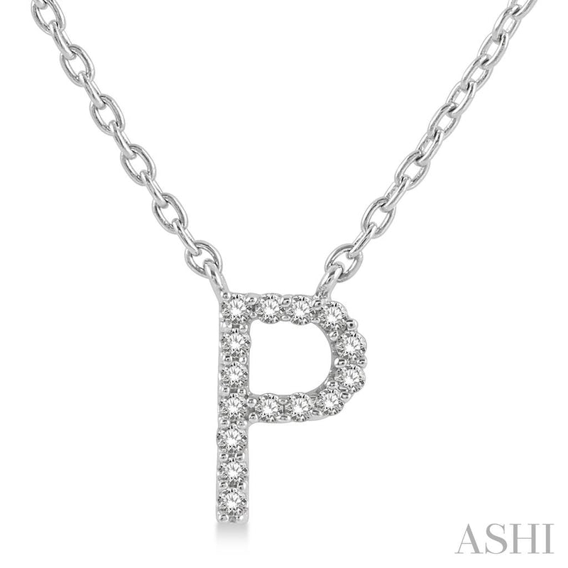 Davis Classics 14k White Gold Diamond Initial "P" Pendant Necklace