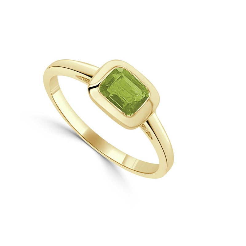 Davis Classics Peridot Geometric Fashion Ring in 14k Yellow Gold