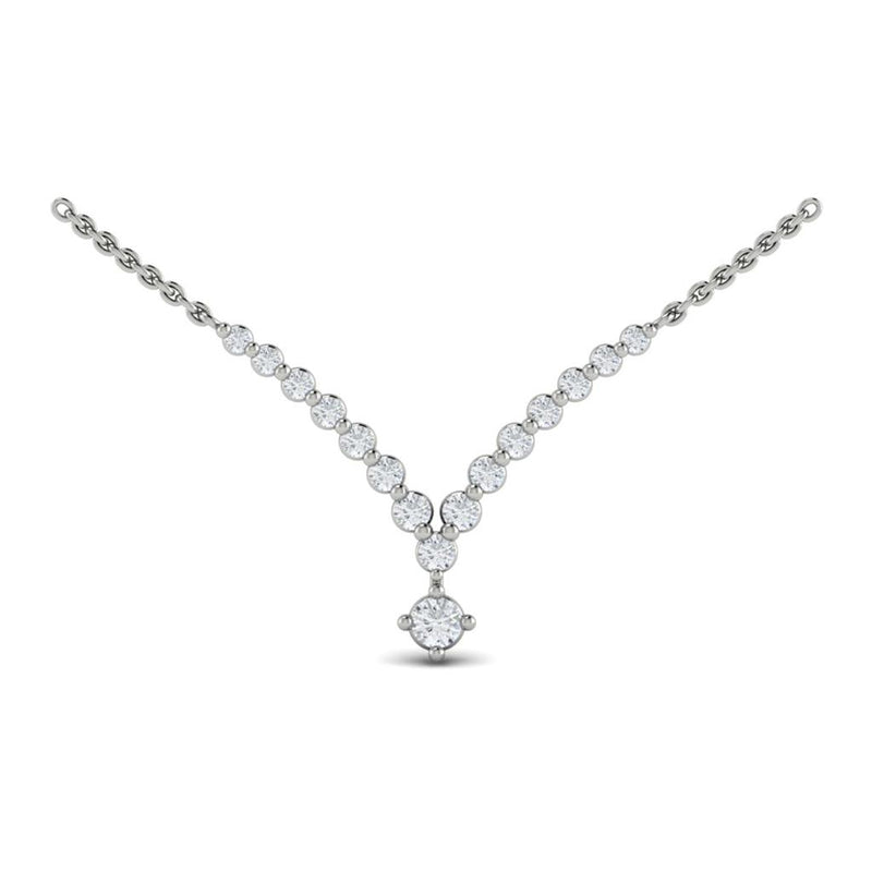 Vlora 14k White Gold Adella Collection V Style Diamond Necklace