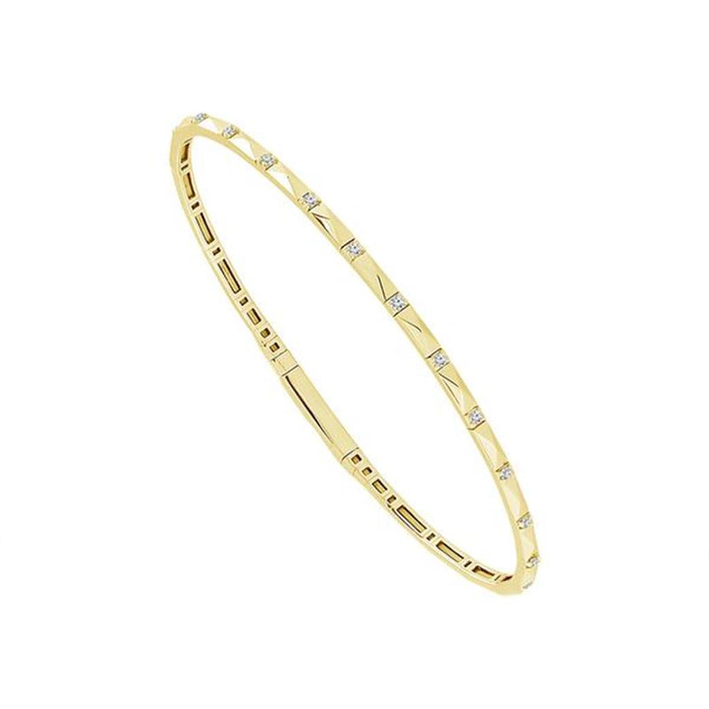 Davis Classics 14k Yellow Gold and Titanium Flexie Diamond Cut Bangle Bracelet