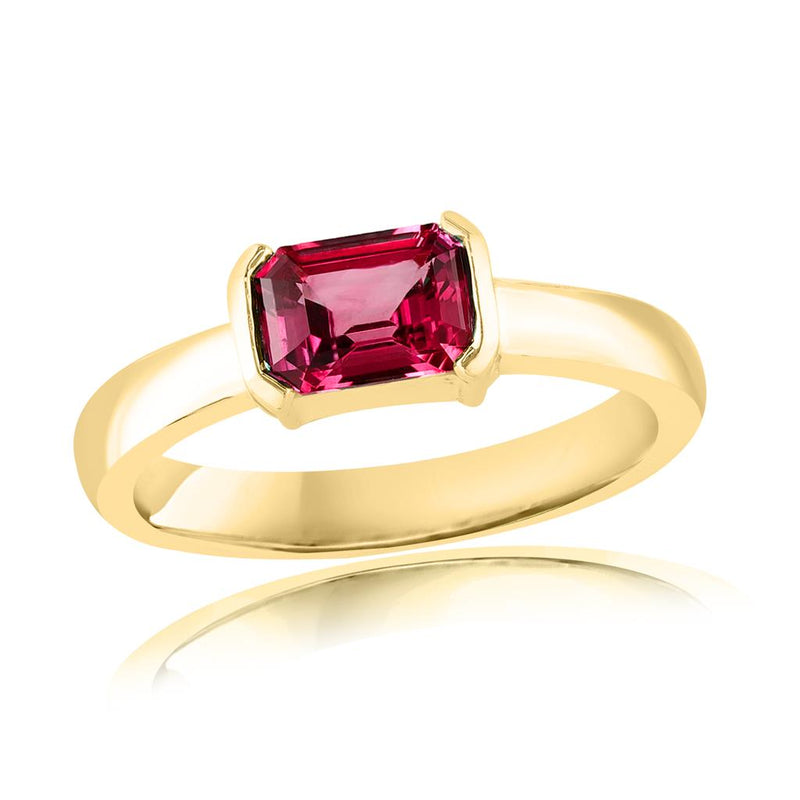 Davis Classics Ruby Geometric Fashion Ring in 14k Yellow Gold