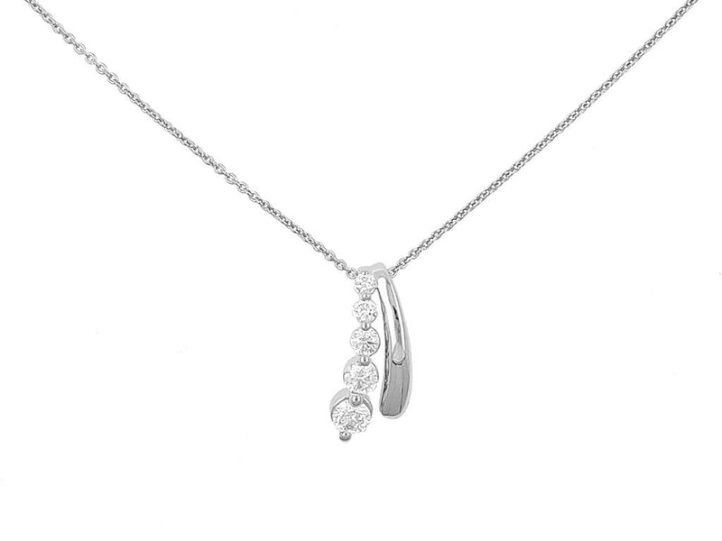 Davis Classics 14k White Gold Double Row Diamond Pendant Necklace