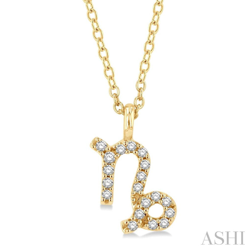 Davis Classics 14k Yellow Gold Diamond Capricorn Zodiac Necklace