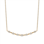 Davis Classics 14k Yellow Gold Adjustable Station Style Curved Bar Diamond Necklace