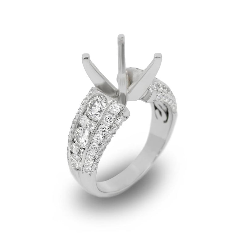 JB Star Platinum Multi-Row Engagement Ring with Round Brilliant Cut Diamonds