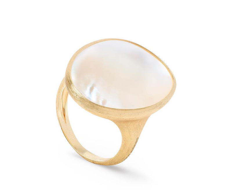 Marco Bicego 18k Yellow Gold Lunaria Collection Mother of Pearl Cocktail Ring