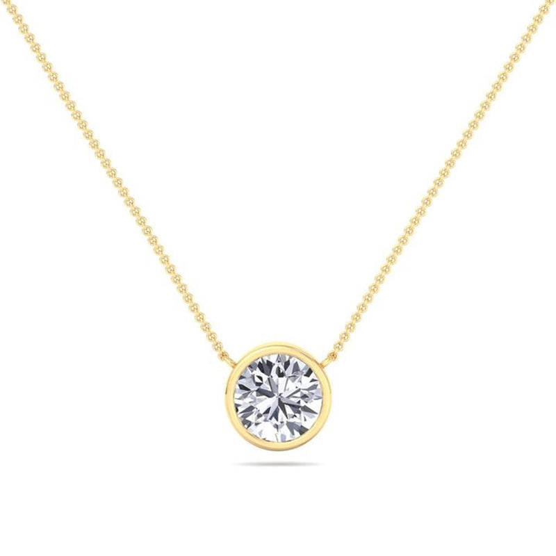 Davis Classics 14k Yellow Gold Adjustable Diamond by the Yard Solitaire Pendant Necklace