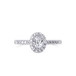 Davis Classics Proposal Ready Halo Sidestone Diamond Engagement Ring in 14k White Gold.