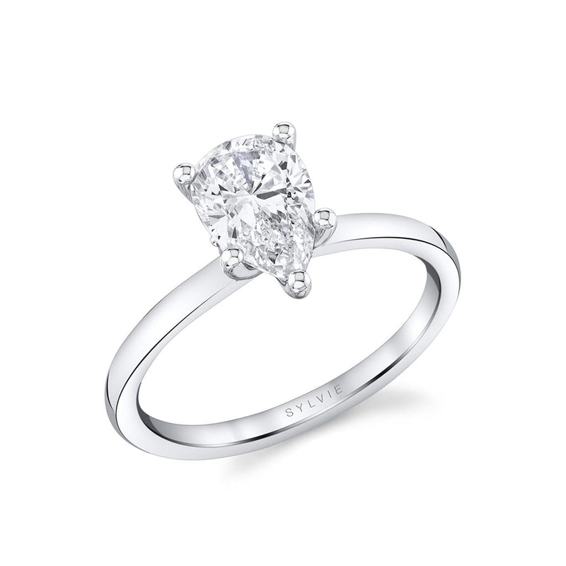 Sylvie Solitaire Diamond Engagement Ring Setting in 14k White Gold