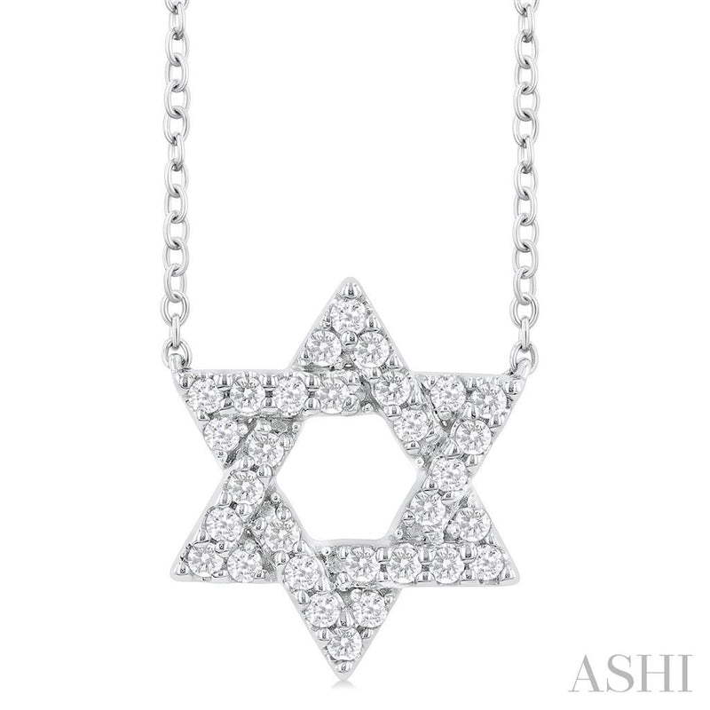 Davis Classics 14k White Gold Diamond Star of David Pendant Necklace