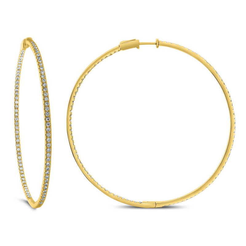 Davis Classics Diamond In & Out Hoop Earrings in 18k Yellow Gold