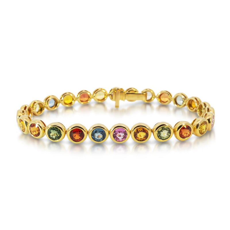 Davis Classics 18k Yellow Gold Multi-Color Sapphire Station Bracelet