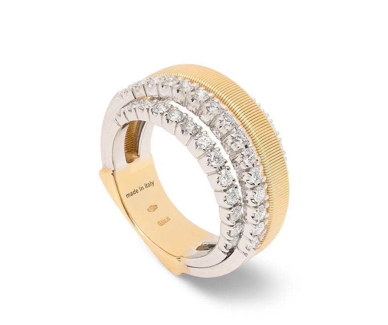 Marco Bicego 18K Yellow and White Gold Masai Collection Four-Row Diamond Band