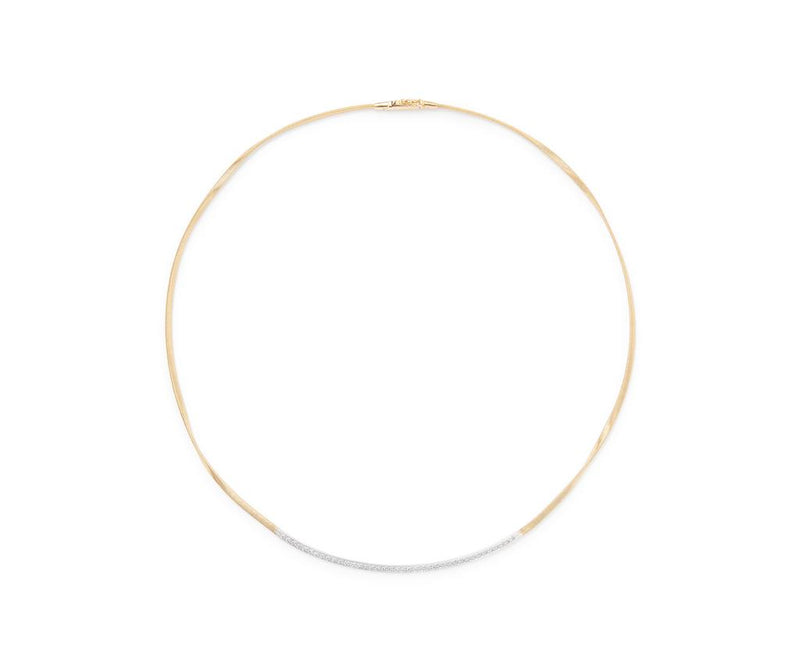 Marco Bicego 18k Yellow and White Gold Marrakech Collection Diamond Bar Necklace