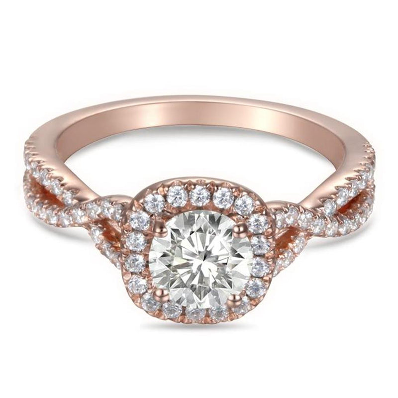 Martin Flyer Halo Diamond Engagement Ring Setting in 14k Rose Gold