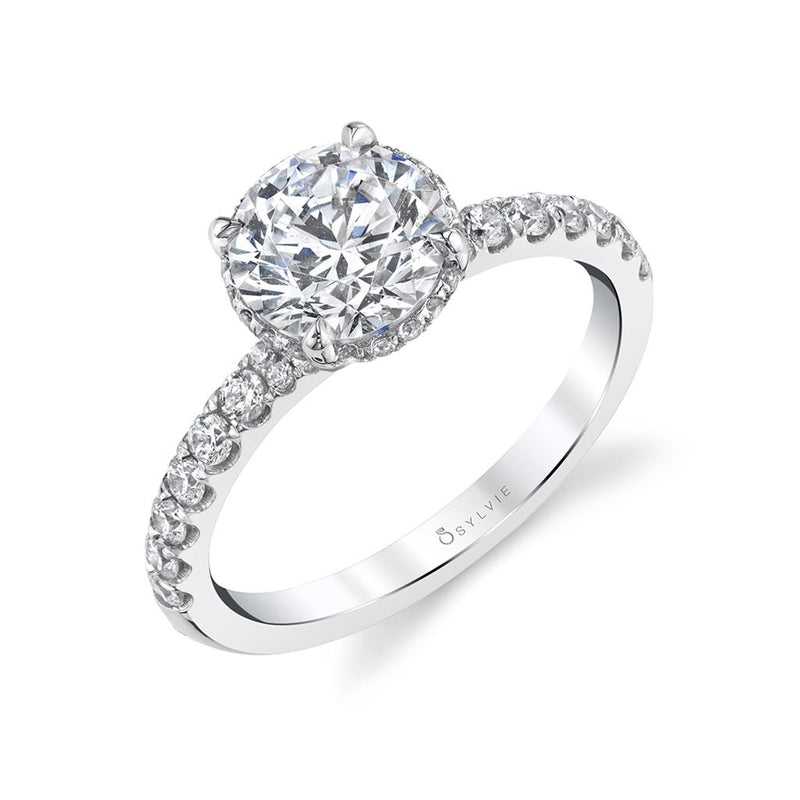 Sylvie 14k White Gold Hidden Halo Design Engagement Ring Setting