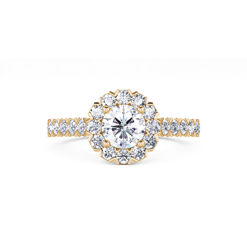 Davis Classics 14k Yellow Gold Floral-Inspired Halo Design Proposal-Ready Engagement Ring