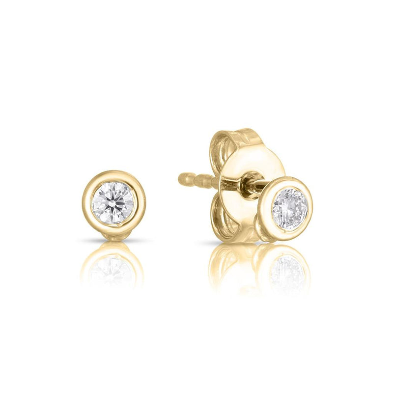 Roberto Coin 18k Yellow Gold Stud Earrings with Bezel Set Diamonds