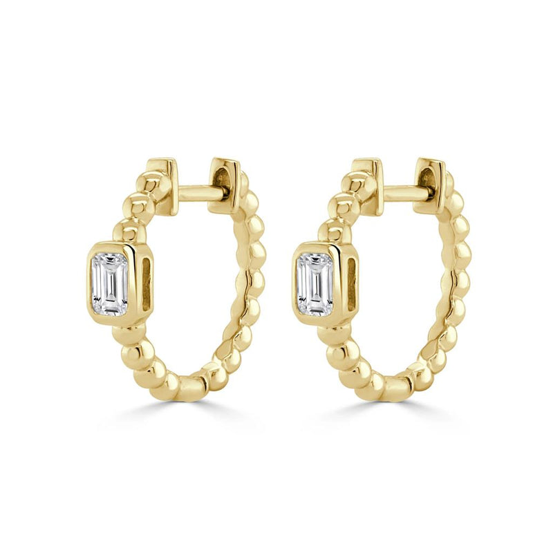 Davis Classics Diamond Huggie Hoop Earrings in 14k Yellow Gold