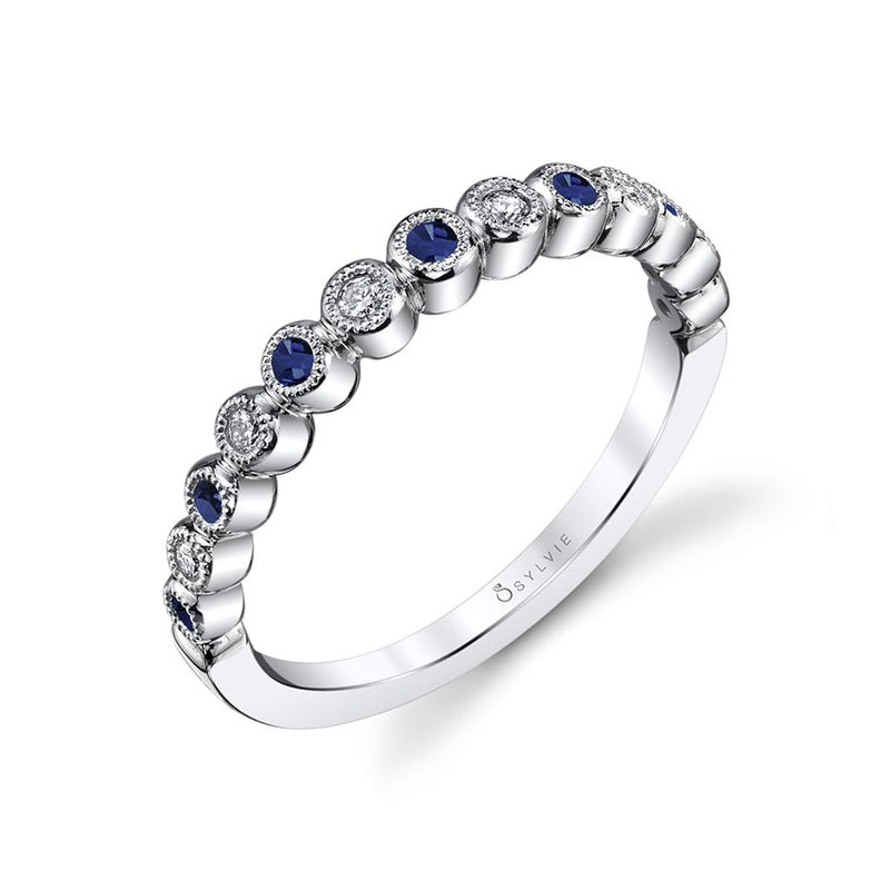 Sylvie Sapphires and Diamonds Stackable Fashion Ring in 14k White Gold