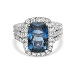 Charles Krypell 18k White Gold London Blue Topaz, Sapphire, and Diamond Halo Ring