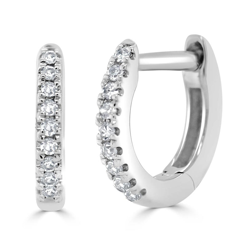 Davis Classics Diamond Huggie Hoop Earrings in 14k White Gold