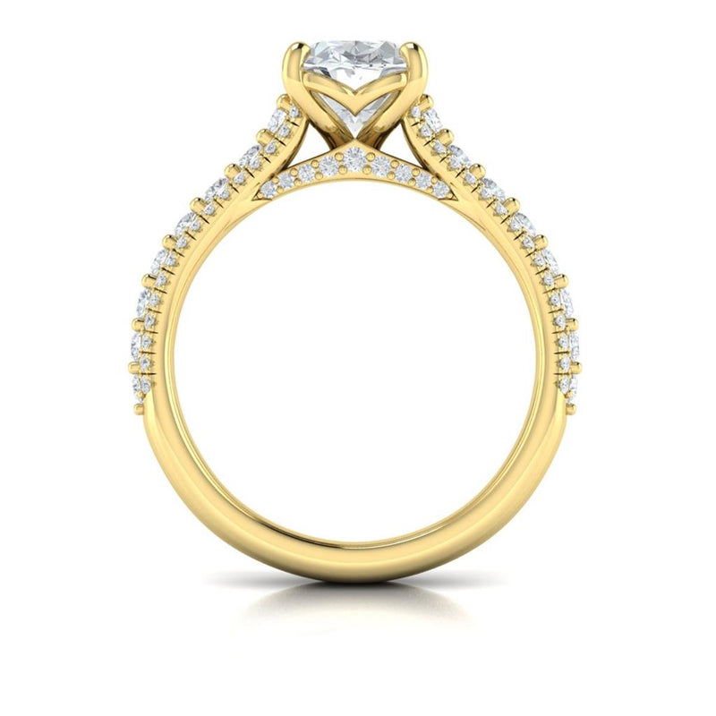 Vlora 14k Yellow Gold Classic Collection Cathedral Multi Row Round Diamond Engagement Ring Setting